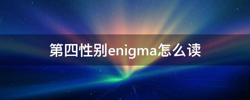 第四性别enigma怎么读（enigmaabo第四种性别）