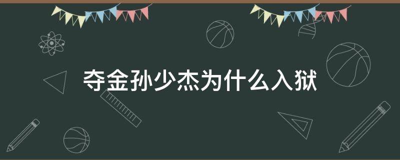 夺金孙少杰为什么入狱 夺金孙少杰因为什么坐牢