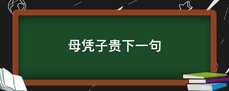 母凭子贵下一句 母凭子贵下一句父