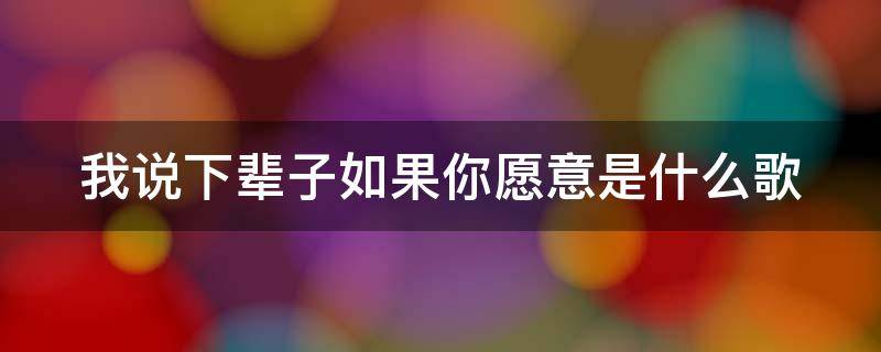 我说下辈子如果你愿意是什么歌 我说下辈子如果你愿意是什么歌词