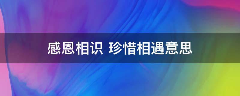 感恩相识 感恩相识不负遇见什么意思