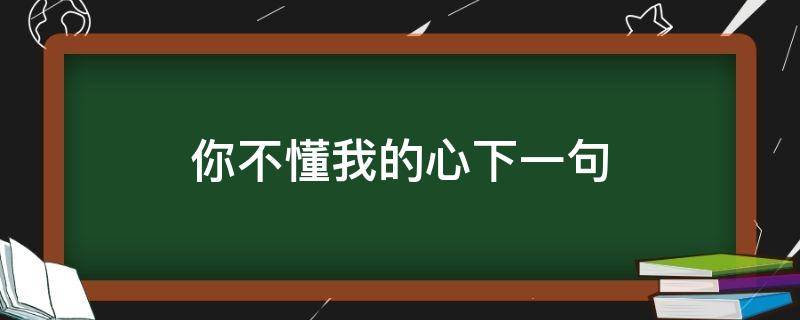你不懂我的心下一句（其实你不懂我的心下一句）