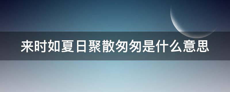 来时如夏日聚散匆匆是什么意思 来时如夏日 聚散匆匆 仿佛迢迢长路 匆匆的一梦