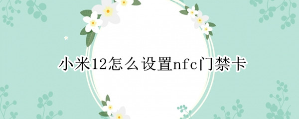 小米12怎么设置nfc门禁卡 小米11nfc功能怎么用门禁卡