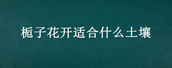 栀子花开适合什么土壤 适合栀子花生长的土壤