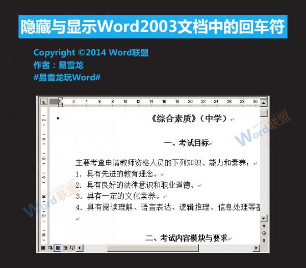 Word2003文档中的回车符怎么隐藏