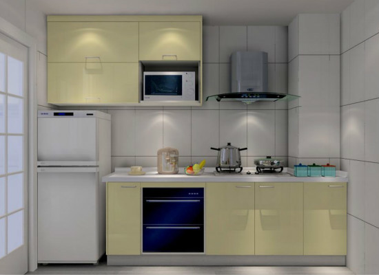 一字型橱柜：厨房装修的搭配 一字厨房橱柜设计图