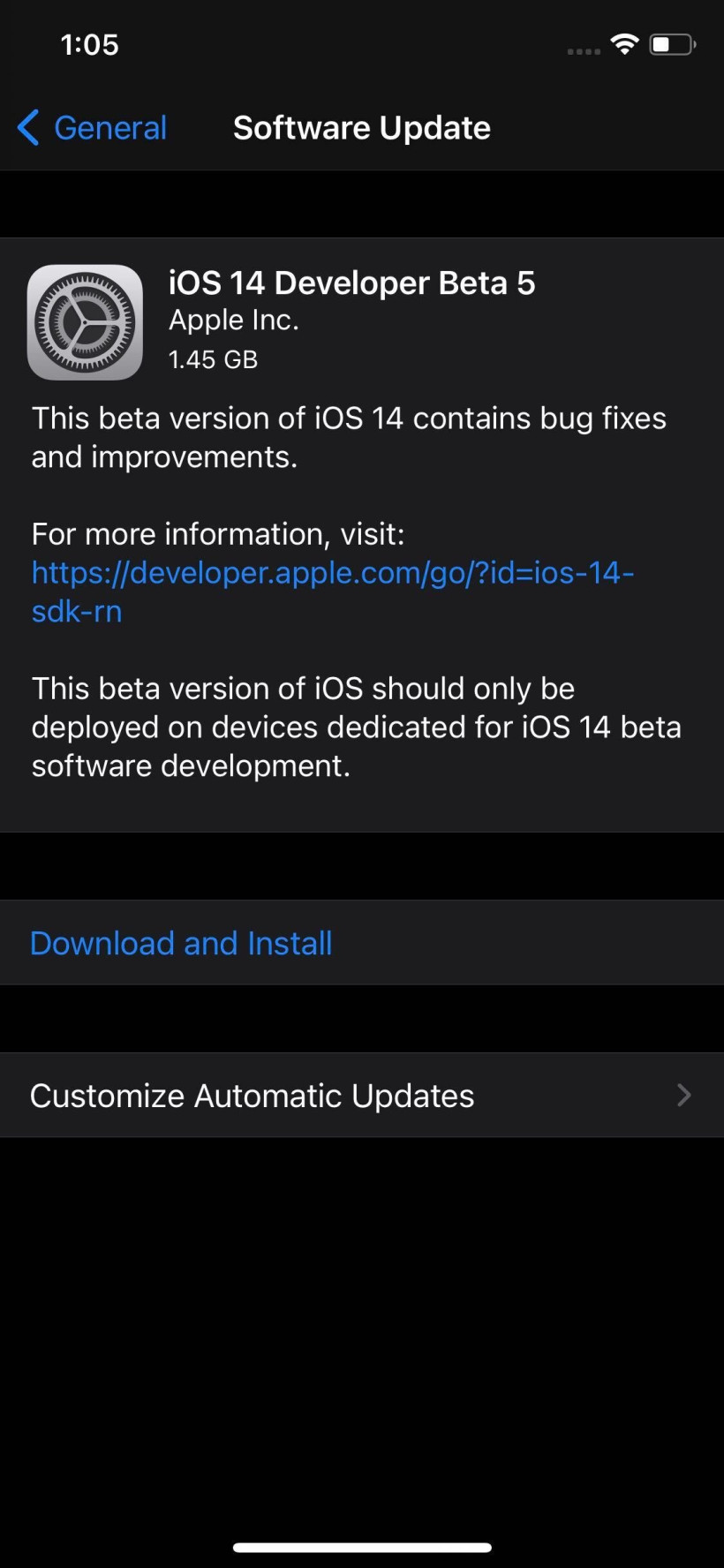 iOS14Beta5更新了什么内容