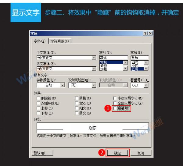 Word2007如何隐藏和显示文字