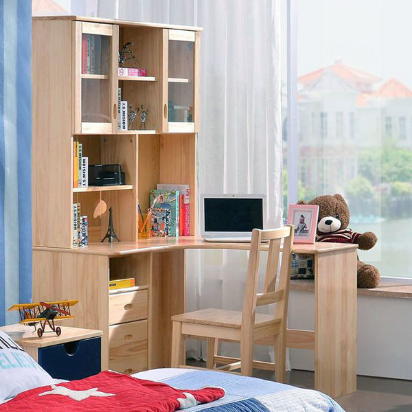 儿童转角书桌书柜组合尺寸 书桌书柜组合效果图转角