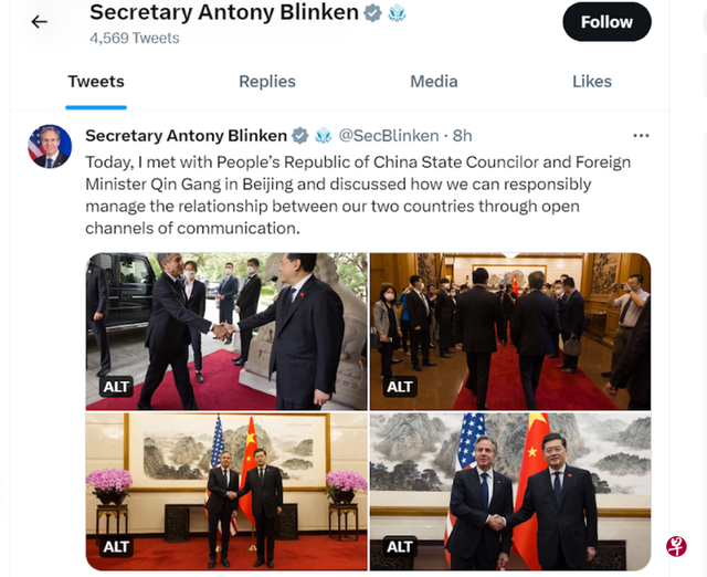 布林肯推特发文谈北京行 布林肯接受采访