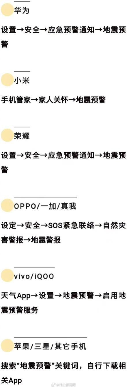 手机地震预警功能怎么开？华为、小米、苹果、OPPO等手机地震预警功能打开步骤