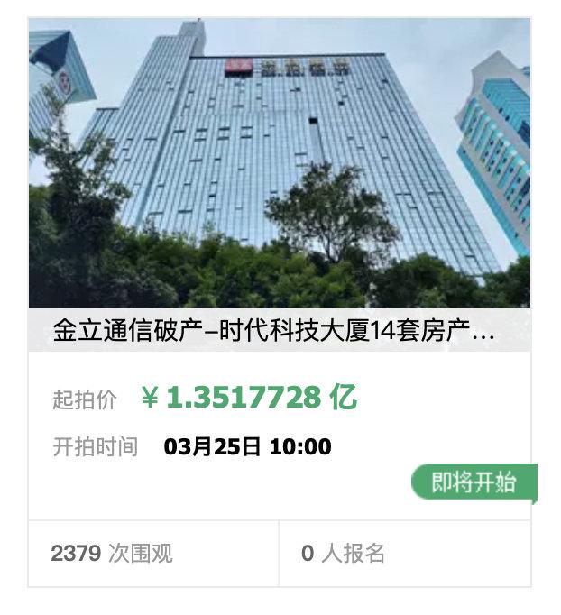 金立名下14套房产1.35亿元起拍 金立集团最新现况