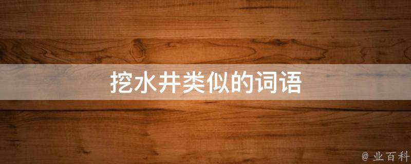 挖水井类似的词语（挖水井类似的词语还有哪些）