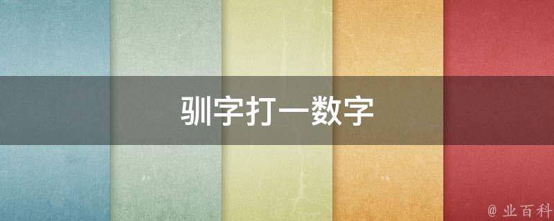 驯字打一数字 驯打一成语是什么成语